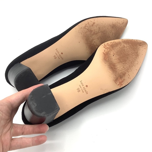 Kate Spade Moulin Pumps Black Suede Leather Heels 9 - Picture 14 of 14